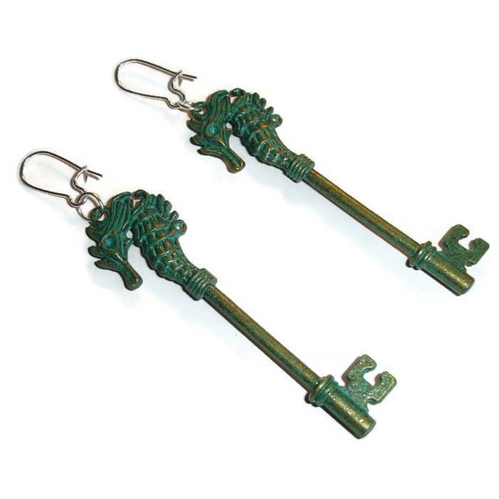 Seahorse dangle earring nautical earring